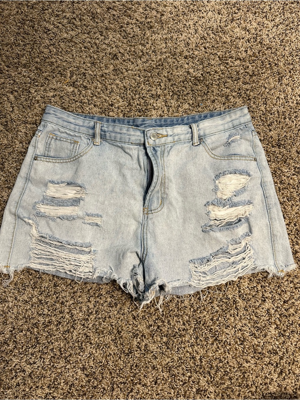 Light Blue Distressed Denim Women's Shorts